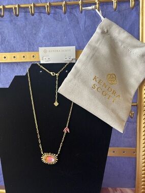 Kendra Scott Womens Elisa Bird Short Pendant Necklace Gold Sunrise Watercolor